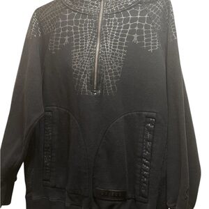 Black Half-Zip Sweatshirt with Textured Design